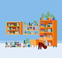 Home study room with books design vector