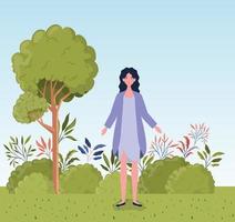 young woman standing outdoors vector