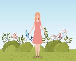 young woman standing outdoors vector