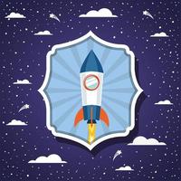 Rocket on a cloud background vector