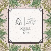 Save the date card in a herbal background template vector