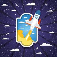 Rocket on a cloud background vector