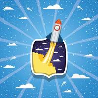 Rocket on a cloud background vector