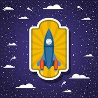 Rocket on a cloud background vector