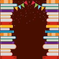 Stacked books and pennant decoration vector