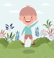 happy little boy outdoors vector