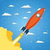 Rocket on a cloud background vector