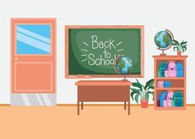 classroom with chalkboard scene vector