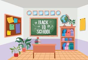 classroom with chalkboard scene vector