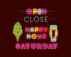 Open bar neon lights vector