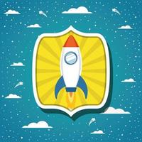 Rocket on a cloud background vector