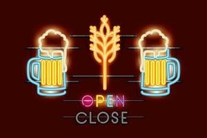 Open bar neon lights vector