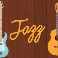 Electric bass and acoustic guitar in a wooden background vector