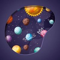 Planetas del sistema solar y diseño de sol ilustración vectorial vector