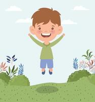 happy little boy outdoors vector