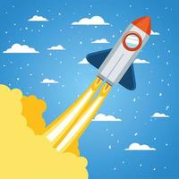 Rocket on a cloud background vector