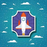 Rocket on a cloud background vector