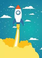 Rocket on a cloud background vector