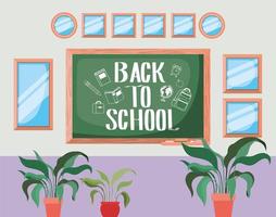 classroom with chalkboard scene vector