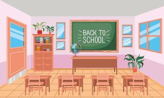 classroom with chalkboard scene vector