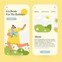 User interface for travel, journey, tourism mobile application. Mobile app page onboard screen set. Modern vector illustration.