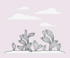 Cacti plants scene vector