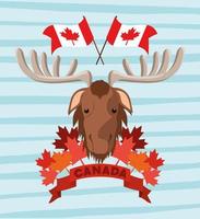 día de canadá con diseño de hojas de arce y alces vector