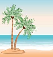 paisaje de playa con palmeras vector