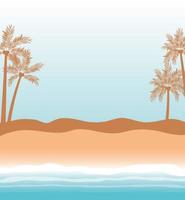 Beach landscape with palm trees vector