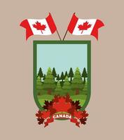 Canada symbol and maple leaves design vector