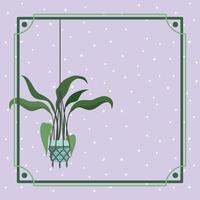 frame with houseplant in a macrame hanger vector