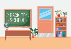 classroom with chalkboard scene vector