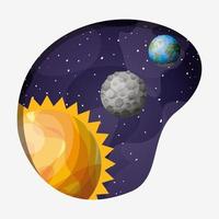 Planetas del sistema solar y diseño de sol ilustración vectorial vector