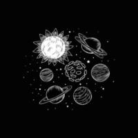 Hand drawn planets vector