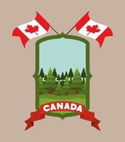 Canadá símbolo y diseño de banderas vector