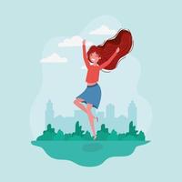 Avatar girl jumping in the park design vector