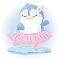 Cute penguin as ballerina illustration vector