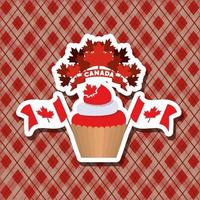 Cupcake and maple leaves design vector