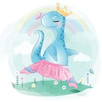 Cute dinosaur as ballerina illustration vector