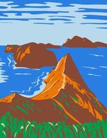 parque nacional de las islas del canal frente a la costa sur de california estados unidos, póster de wpa vector