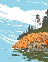 Mount Desert Island in Hancock County Off the Coast of Maine Part of Acadia National Park, WPA Poster Art vector