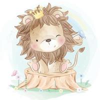 Cute lion with flowers illustration vector