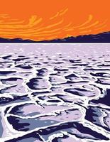 The Badwater Basin in Death Valley National Park Inyo County California United States of America, WPA Poster Art vector