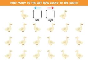 Left or right with cute goose. Logical worksheet for preschoolers.