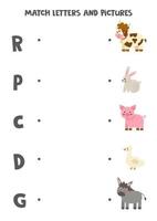 Match farm animals and beginning sounds. Game for kids.