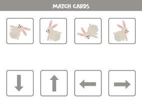 Left, right, up or down. Spatial orientation with cartoon rabbit.