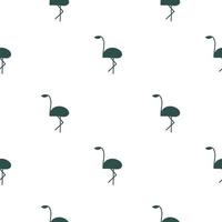 Tropical exotic birds silhouette flamingos summer seamless pattern. vector