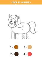 Color cute horse by numbers. Farm animal worksheet. vector