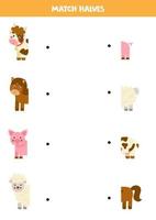 Match farm animals and their tails. Logical game for children.