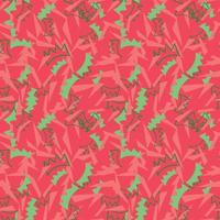 Vector seamless texture background pattern. Hand drawn, red, green colors.